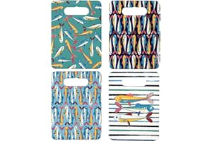 ROCKING GIFTS Salvamantel de Cerámica Diseño Peces Azul, Modelo Surtido (1 Unidad), Bandeja Tabla Cortar Original, 24 cm