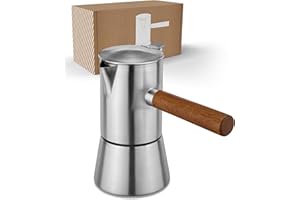 ‎LAMBDA COFFEE LAMBDA COFFEE® VESUV Espressokocher aus Edelstahl I Induktion geeignet I Outdoor und Indoor Mokkakanne (200ml - 3-4 Tassen) | Espresso Maker | Kaffeekanne I Espressokocher Induktion