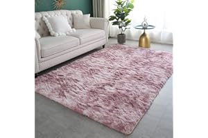 ROHATIM Hochflor Teppich Wohnzimmer Super weich Shaggy Teppich Flauschiger,Soft Area Rug Schlafzimmer Teppiche Super weich Fluffy Kindermatte Carpet(rosa lila,120 x 160 cm)
