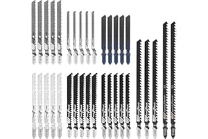 PEAKTOP Zestaw 35 profesjonalnych brzeszczotów do wyrzynarki, trzpień T, 8 modeli brzeszczotów do wyrzynarki, brzeszczot do piły z pudełkiem z tworzywa sztucznego, do drewna, tworzywa sztucznego i metalu