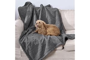 WEASHUME 100% Waterproof Dog Blanket Dog Couch Cover Pet Blanket Pee Proof Soft Dog Cat Bed Furniture Cover for Large Dogs and Cats Sofa Couch Bed Cover Dark Grey XL 145x200cm
