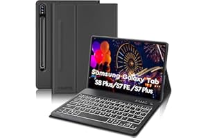 IVEOPPE Teclado Samsung Galaxy Tab S7 FE/S7 Plus/S8 Plus 12.4“, Funda Teclado Español Ñ Bluetooth Inalambrico Desmontable Retroiluminada, Gris