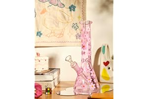 SUMMER SUNSET LTD Glass Bong with percolate, Cute Glass Bong with 14.5mm Bong Bowl Height 26.5cm Weight 400g Glass Pipe for Smoking Bongs, Gift for her (Retro Daisy)