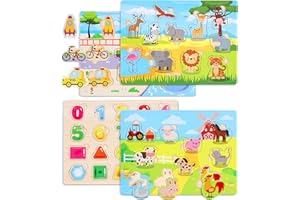 Gontence Holzpuzzles für Kinder 2–3 Jahren, Spiele für 2–3 Jährige, Montessori-Spiele für 2 Jährige, Holzspiele Puzzle, Lernspiele für 2–3-Jährige, Geschenk für Mädchen Junge
