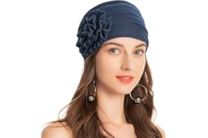 ZLYC Bonnet turban pour femme avec fleur chimio bandeau élastique