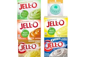 THE BRAMBLE BAY Jello Pudding Mix American Food Variety Flavours 5 x 96g, Silicone Jelly Mold