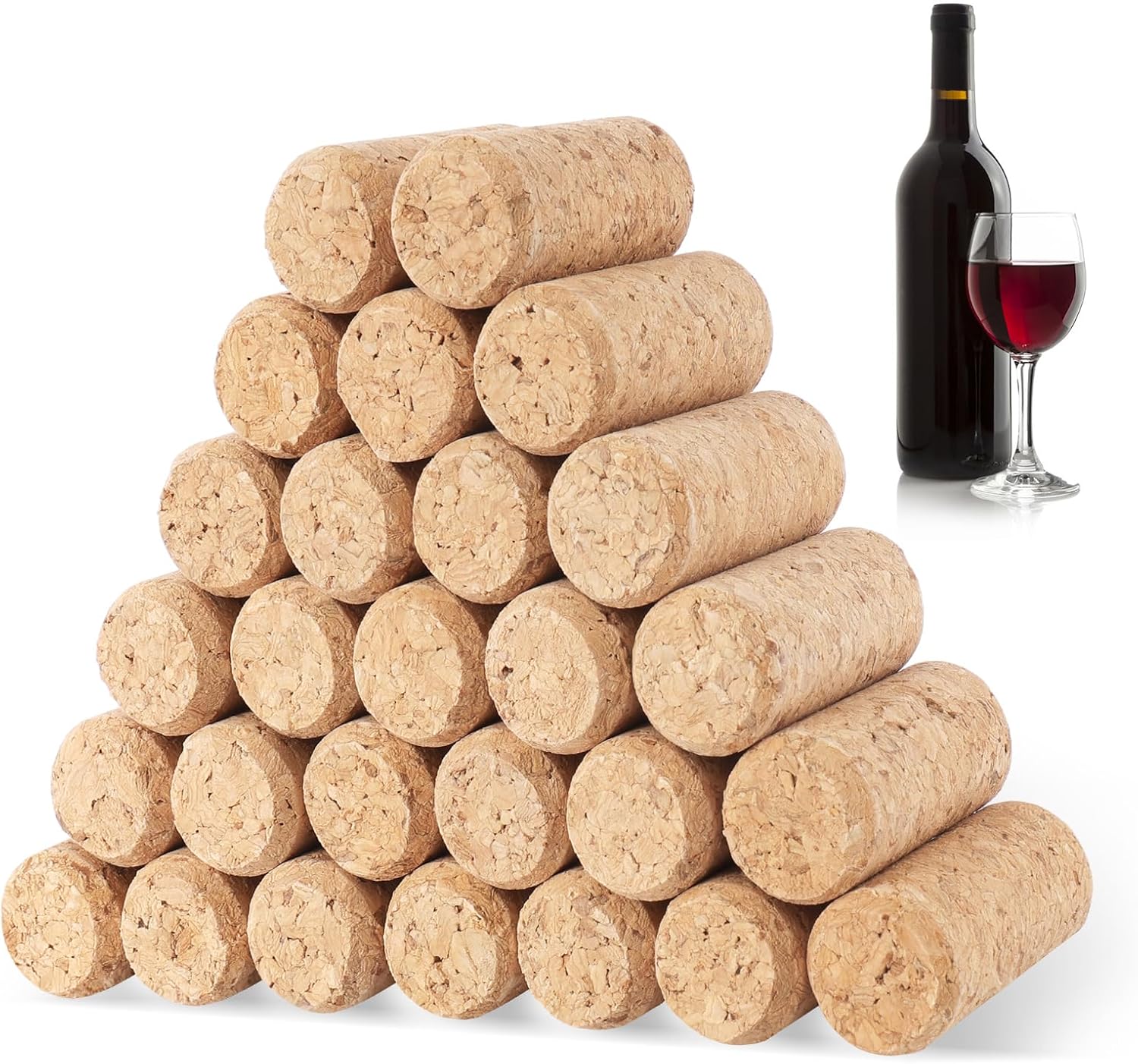 30 Corchos de Madera 21x40 mm, Tapones Naturales para Botellas, Manualidades, Decoración, Bricolaje y Artesanía