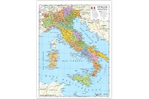 Cartoleria Manzoni di Lo Monaco Rosaria Sas Cartina ITALIA fisica-politica 30x42 A3 AGENDEPOINT.IT® plastificata lucida per uso scolastico