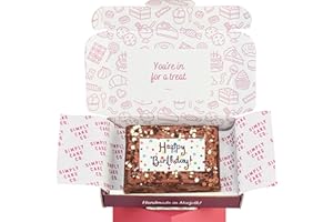 Simply Cake Co. - Happy Birthday Brownie Slab - Edible Design - Homemade Chocolate Brownie - Super Gooey & Indulgent - Flavourful - Luxury Treats - Sharing-Size Slab