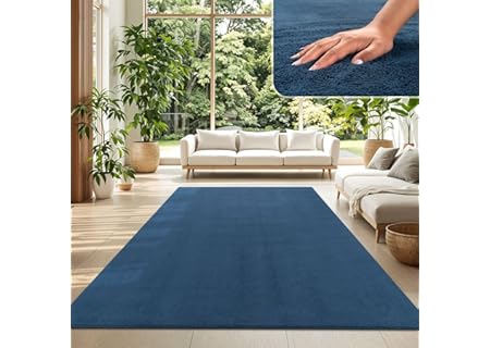 TT Home Matta Vardagsrum Stor Matta Enfärgad Modern Design Tvättbar Gul Guld, Färg: Blå Marin, Storl - Amazon Deal & Rabatt