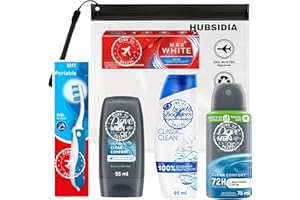 Travel Size Toiletries Essentials Set for Men, Holiday Mini Travel Toiletries Set, All In A Hubsidia Airport Approved Travel Bag