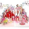 Wedding Anniversary Card, Musical Pop-up Anniversary Card for Couple, Women, Wife, Her, for 1st/5th/10th/15th/25th/30th/40th/50th/60th wedding anniversary (Pink Champagne & Flowers)