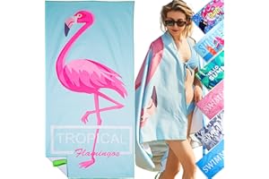 LEcylankEr Strandtuch Großes, Mikrofaser Handtuch 180x90, Sandabweisend Schnelltrocknend Mikrofaser Strandtuch Groß, für Strand/Poolside/Strandstühle (Flamingo)