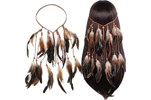 WUMZIRA Indianer huvudbonad kvinnor – bohemisk fjäder pannband för hippie kostymer & festivaler, etniska hårsmycken & indiane