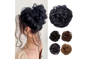 ‎TESS TESS Haarteil Dutt Schwarz Haargummi mit Haaren Gewellt Dicke Haarknoten Hochsteckfrisuren günstig Haarverlängerung Extensions für Frauen 40g