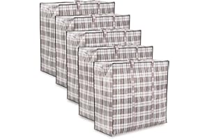 Zuvo Large Laundry Bags with Zip (5-Pack) - Waterproof, Durable, Reusable Storage Solution for Packing, Better than Moving Boxes, 60x50x25 cm