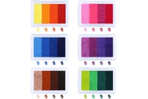 Kesote 6 Pcs Tampon Encreur Tampon Enfant pour Scrapbooking Loisirs Créatifs Peinture Empreinte Doigt Enseignants 24 Couleurs Lavables