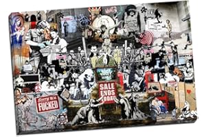 PANTHER PRINT Banksy Collage Montage Collection - Lienzo decorativo para pared, tamaño grande, 30 x 20 pulgadas