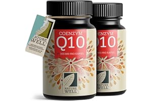 ‎NATUREWELL Q10 Kapseln hochdosiert 120x mit 200mg Coenzym Q10 pro Kapsel, hochwertiges Coenzym Q10 vegan aus Fermentation, ohne unerwünschte Zusätze, Vorrat für 8 Monate - NatureWell