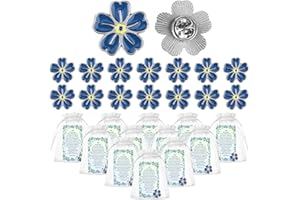 KKLOLAI 15 Sets Forget Me Not Gifts Pin Badge Alzheimer's Dementia Awareness Brooch with Memorial Poem Cards & Organza Bags for Celebration of Life Funeral Memorial Favours Charity Event Fundraise