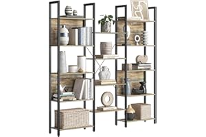 ‎VASAGLE Vasagle Regał na książki, regał do przechowywania, z 14 półkami, metalowa rama, do salonu, gabinetu, biura, stylu industrialnego, 24 x 158 x 166 cm, dąb z niebieską fakturą, czarny, LLS107B60