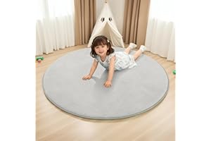 BYBYME 3cm Thick Baby Play Mat for Floor, Ø120cm Foldable Playpen Mat with Non-Slip Backing for Infant, Kids and Toddler Crawling, and Perfect Carpets for Yoga, Exercise, Grey