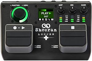 SHEERAN LOOPER + Pedal de dos pistas para guitarra, bajo, teclado o voces. Capacidad para 128 loops, 4 modos looping, display e interfaz de audio