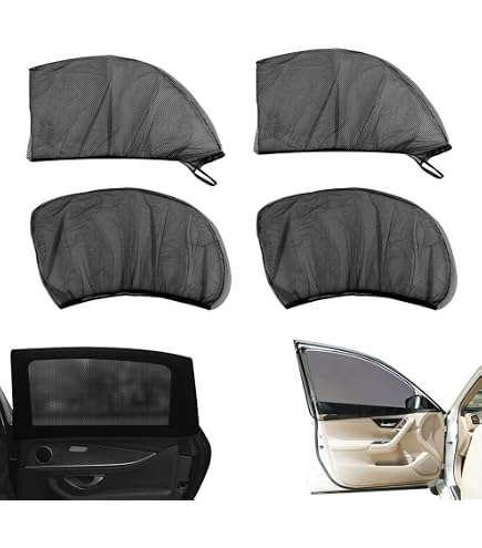 Pare-Soleil Voiture Latéral Arrière - Maille Anti-UV & Anti-Moustiques - Universel, Fixation Scratch - 4