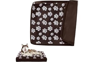 BALAPET Hundebett-Bezüge, wasserdichter Hundebett-Bezug mit schönem Hundepfotenabdruck und doppelseitigem nutzbarem Design, maschinenwaschbar, leicht zu entfernen, nur Bezug (Braun, 101,6 x 76,2 x
