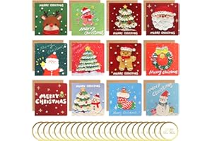 AOROPS Kleine Weihnachtskarten mit Umschlag Set, 24 Stück Ölgemälde Stil Weihnachtsgrußkarten Set, Festivalfarbe Weihnachtskarten Frohe Grußkarten Weihnachten für Familie Freunde