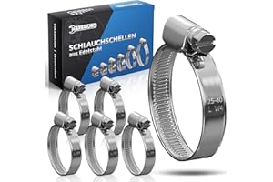 GARSIDURO® Schlauchschellen Edelstahl | 25-40mm [10 Stück] | Profi W4 Schlauchklemme | Schlauchschelle geeignet für die Sandfilteranlage oder als Gartenschlauch Schellen & Pool Schlauchschellen