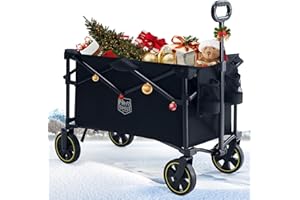 TIMBER RIDGE Carro Camping Plegable 200L con Portavasos Mango Ajustable Carro de Jardín para Todos los Terrenos Al Aire Libre Camping Compras Pesca Carga MAX 100kg