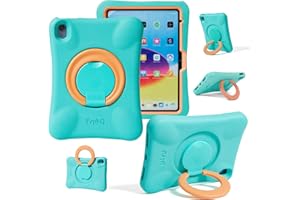 NLR FUN Estuche para Niños para iPad, Funda a Prueba de Golpes para iPad A16 11” (2025) / 10,9” 10.ª Gen (2022), Funda Protectora Ligera de Cuerpo Completo con Asa/Soporte Plegable (Menta+Naranja)