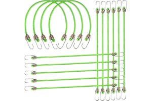MORJCG 15Pcs Bungee Cords with Hooks, Bungee Cord, 25cm Bungee Straps, Small Bungee Cords with Hooks, Short Bungee Cords with Hooks, Small Bungee Cords for Daily Binding Packing Transporting Fixing Tents
