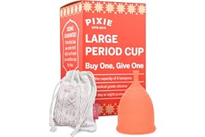 Pixie Cup – Coupe menstruelle douce et sûre, réutilisable – 100% silicone médical – Achetez-en une, nous en donnons une (Tailles L)