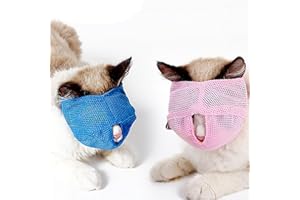 ZAHD 2 Piezas Mascota Capucha de Malla Transpirable Mascota bozal máscara de Gato, la Capucha Mantiene el Gato Tranquilo Cuando Usted está cuidando de él y le impide ser arañado por el Gato(L)