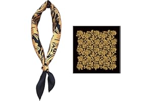 GIMIRO Foulard en Imitation Soie 53 x 53cm pour Homme Écharpes Carré ÉlégantVintage Floral Wave Dot Stripe