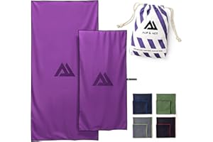 ALP & ACT Asciugamano in microfibra Set di 2-100% microfibra riciclata - EXTRA COMPATTO e leggero - 150x70 cm + 100x50 cm - Come telo mare, da viaggio o sportivo - Asciugamani con borsa - rosa