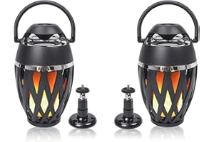 Sound Town PAIR of Portable Bluetooth Speakers with LED Lights, True Wireless Stereo (TWS) Bluetooth, Wall Mount Brackets, and Decorative Flame, for Outdoors, House Party, Patio and Home