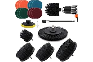 VIBRATITE 20 Pièces Brosse Nettoyage Perceuse, Multifonctionnel Brosse Visseuse Nettoyage Kit pour Salle de Bain, Cuisine, Tapis, Sol, Carreaux, Voiture, Jantes - Noir Drill Brush