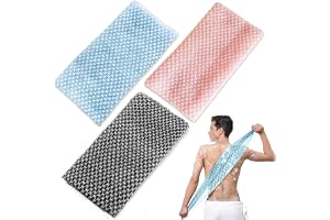 ELNX 3-pack Exfolierande Handdukar, Lång Antibakteriell Duschskrubb för Män och Kvinnor, Kroppsskrubb för Djuprengöring, Svart, Rosa