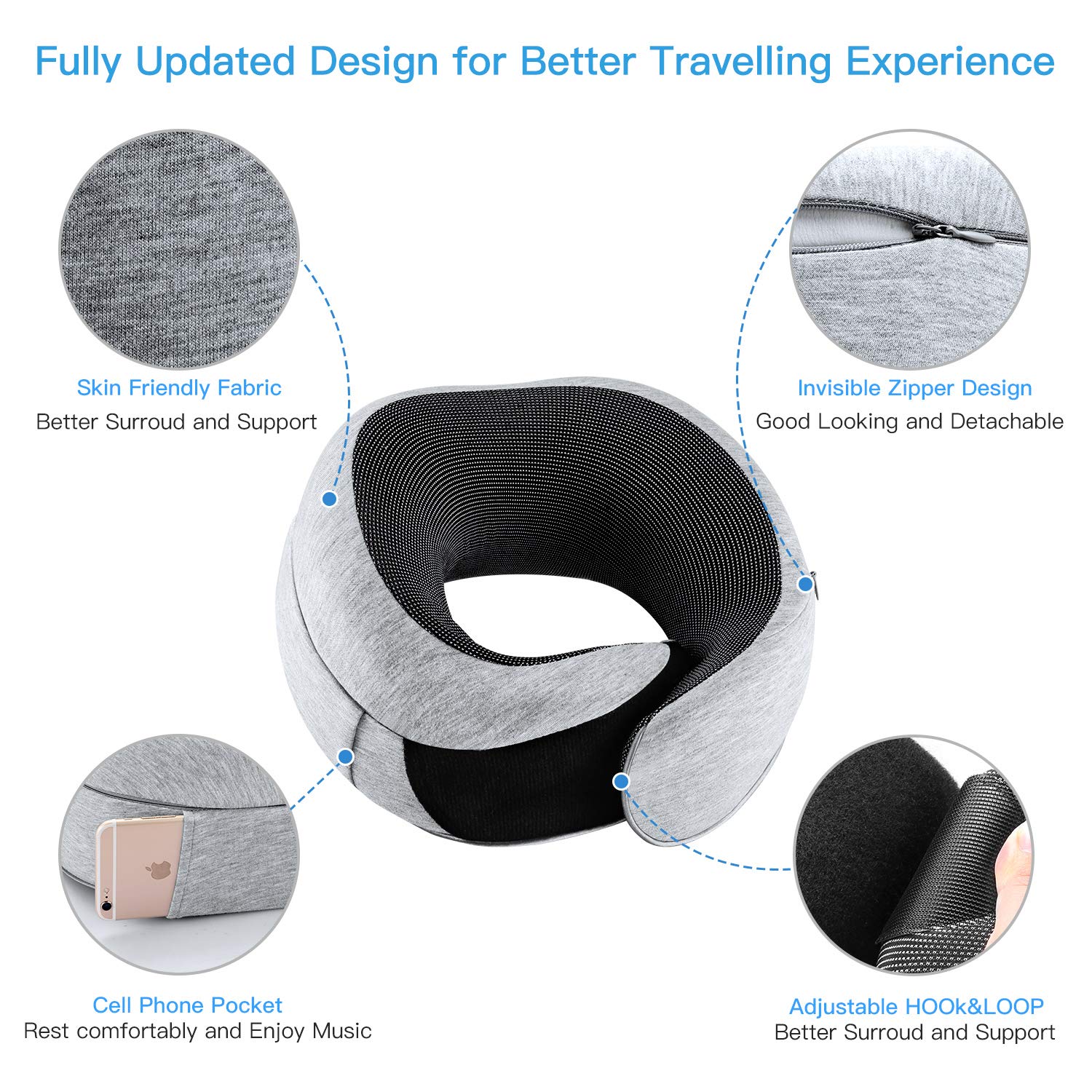 FYLINA-Oreiller-de-Voyage-en-Mousse--mmoire-de-Forme-avec-tui-de-Transport-Masque-pour-Les-Yeux-et-Bouchons-doreille-Confortable-et-Portable-pour-Avion-Train-Voiture-Voyage-Dormir