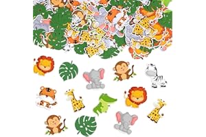 ParPix 100 Stück Dschungel Geburtstag Deko Konfetti, Kindergeburtstag Waldtiere Streudeko, 3,5cm Dschungel Deko Confetti, 1. Geburtstag Deko Konfetti Junge Mädchen, Dschungeltiere Tischdeko Confetti