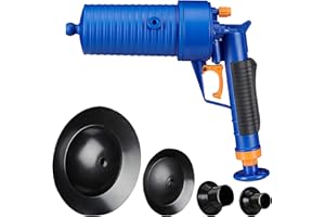 Relaxdays Pistola ad Aria Compresa, per Scarichi Intasati, Bagno & Cucina, 4 Inserti, Valvola di Sovrappressione, Blu, 1 pz