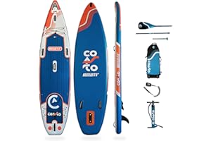 Coasto - Sup Stand Up Paddle Gonflable Touring Nautilus PB-CNAU118B - Planche Pneumatique Dropstitch - Pack Pagaie, Leash, Pompe, Sac de Transport et Kit - 355x86x15cm