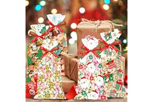 ZEIHOO Sachet Biscuit Noel, 100Pcs Sachets Transparents pour Biscuits et Bonbons, Sachet Alimentaire Cellophane, Sacs de Cadeau pour Patisserie, Gateau, Chocolat, Cookie, Fete de Noel