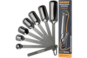 Deiss PRO Heavy Duty Stainless Steel Measuring Spoons for Cooking Spices Dry or Liquid Ingredients Fits in Spice Jar Adjustab