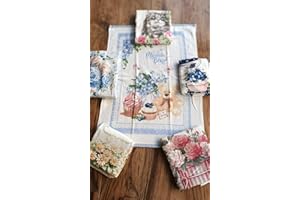 Pago Poco NOVITA!!!! Strofinacci in Spugna di COTONE 100% LIMONI e FIORI GATTO pezzi 6 mis.50x70cm.CON PASSANTE FACILE da APPENDERE !!!!