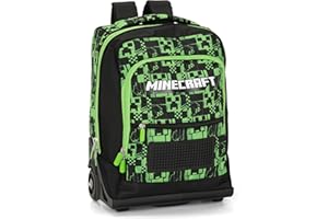 FRANCO COSIMO PANINI MINECRAFT - Zaino Scuola Trolley Ufficiale Minecraft con Maniglia Regolabile, Spallacci Imbottiti e Regolabili, con Ampi Scomparti e Chiusure A Zip, 32x47Hx21cm