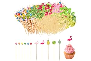 BOULESENM 200 Piezas Palillos para Aperitivos 12cm,Brochetas,Pinchos Decorativos para Comida,Pinchós de Frutas pará Frutas, Postres, Ensalada, Fiesta,Palillo Cóctel Palos Coctel Madera